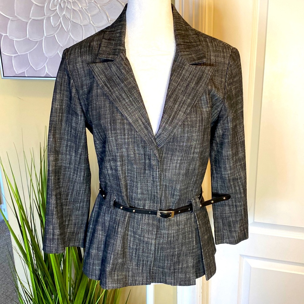 Larry Levine Fitted Stretch Blazer with Belt